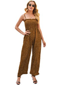 Women Polka Dot Jumpsuit High Waist Rompers Boho Yellow Spaghetti Strap Wide Leg Pant One Piece Overalls Female Summer Jumpsuits