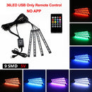 NLpearl APP Car Interior Ambient Light Neon LED Strip Foot Light with USB Wireless Remote Music Auto Atmosphere Decorative Lamp