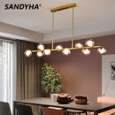 SANDYHA Modern Simple Bubble Ball Long Strip Chandeliers Minimalist Creative Hanging Lights Magic Bean Iron Art Restaurant Lamp