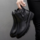 Man Winter Chelsea Boots Fur Warm Male Casual Genuine Leather Shoes Designer Men's Dress Boot Handmade Zipper Business Footwear