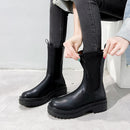 TUINANLE Chelsea Boots Chunky Boots Women Winter Shoes PU Leather Plush Ankle Boots Black Female Autumn Fashion Platform Booties