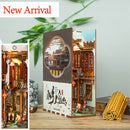 Cutebee DIY Book Nook Miniatures Shelf Insert Bookend Dollhouse Model Roombox Building Kit Wooden Bookshelf Toys Gifts 3D House