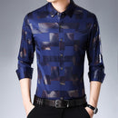 2022 Brand Casual Spring Luxury Plaid Long Sleeve Slim Fit Men Shirt Streetwear Social Dress Shirts Mens Fashions Jersey 2306
