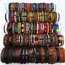 50PCS/Lot Random Surfer Bracelet Handmade Men's Women's Mix Styles Braided Leather Cuff Bracelets Jewelry Party Gift  MX3
