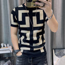 3 Color Short Sleeve Knitting T-Shirt Men Slim Streetwear Color Contrast T Shirt Men Tee Shirt Homme Social Club Outfits Tshirt