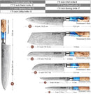 XITUO Kitchen Knives-Set Damascus Steel Chef Knife Cleaver Paring Utility Bread Knife Cooking Tool Blue Resin Handle 1-6Pcs/Set