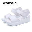 WOIZGIC 女士妈妈女士真皮鞋凉鞋女式厚底魔术贴休闲夏季凉爽沙滩 AM-9018