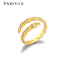 ANDYWEN 925纯银镀金舞台锆石密镶蛇形可调节戒指 2020摇滚朋克时尚精品珠宝 欧洲女性适用