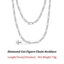 ORSA JEWELS Trendy Men Woman Figaro Chain Necklace 3.3/5/7mm Diamond-Cut Figaro Chain 925 Silver Jewelry Party Gift OSC34