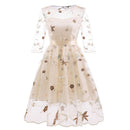 FMFSSOM New Summer Floral Print Embroidery Tulle Female Dress Sweet Elegant High Waist Lace Up A-line Mesh Women Dresses 2XL
