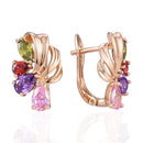 4 Color Noble Natural Zircon Flower Stud Earrings Red Green Color High Quality Earrings For Woman Aesthetic Luxury Jewelry Gift