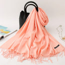 2022 Winter Scarf Solid Thick Women Cashmere Scarves Neck Head Warm Hijabs Pashmina Lady Shawls And Wraps Bandana Tassel