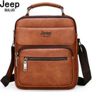 JEEP BULUO 男士手提包大品牌大尺寸男士皮革斜挎单肩邮差包 适用于9.7英寸iPad 休闲商务