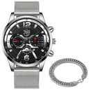 Luxury Mens Bracelets Watches Fashion Men Stainless Steel Mesh Belt Quartz Watch Business Casual Male Clock relogio masculino