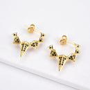 Andywen 100% 925 Sterling Silver Black Enamel Black Zircon Long Spike Hoops Piercing Ohrringe Pendant Women Luxury CZ Jewelry