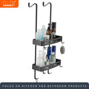 Black Hanging Bath Shelves Bathroom Shelf Organizer Nail-free Shampoo Holder Storage Shelf Rack Bathroom Basket Holder EL5018