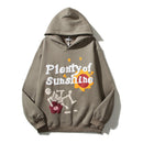 Retro Hip Hop Skull Letter Graffiti Fleece Hooded Hoodies for Men and Women High Street Loose Casual Pullover Sweatshirts