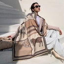 Luxury Winter Cashmere Scarf Women 2022 Design Warm Pashmina Blanket Horse Scarves Female Shawl Wraps Thick Foulard Bufanda