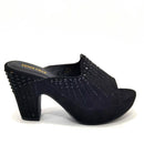 Italian Designer Women Shoes Chunky Sandals Platform Shoes Wedding Dress Pumps High Heel Bling Bling Female Square Heel Mules
