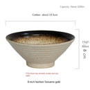 Japanese creative tableware set, commercial bamboo hat ceramic bowl, household large ramen, rice, noodles, soup bowl