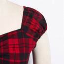Summer Women Vintage 50s Pinup Peasant Shirts Gingham Inspired Couture Checkered Red 2022 Tops Retro Rockabilly Blouses