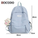 HOCODO 简约纯色女式背包时尚防水尼龙女包休闲书包青少年肩包