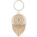Golden Diamond Tassel Women Party Metal Crystal Clutches Evening Bags Wedding Bag Bridal Shoulder Handbag Luxury Clutch Purse