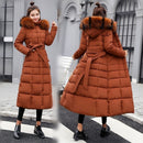 2022 new winter jacket women's warm fashion bow belt fox fur collar coat long dress women's thick coat