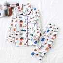 Japanese new style autumn and winter long-sleeved trousers, pure cotton air cotton, warm ladies pajamas, home service sleepwear