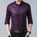2022 Brand Casual Spring Luxury Plaid Long Sleeve Slim Fit Men Shirt Streetwear Social Dress Shirts Mens Fashions Jersey 2309