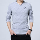 TFETTERS Fashion Men T-shirt Slim Fit Custom T-shirt Crease Design Long Stylish Luxury V Neck Fitness T-shirt Tee Shirt Homme