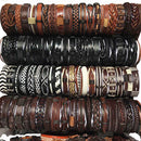 50PCS/Lot Random Surfer Bracelet Handmade Men's Women's Mix Styles Braided Leather Cuff Bracelets Jewelry Party Gift  MX3
