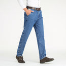 2021 Thick Cotton Fabric Relaxed Fit Brand Jeans Men Casual Classic Straight Loose Jeans Male Denim Pants Trousers Size 28-40