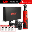 威莎（WOSAI）45牛米充电式电动扳手12V 3/8棘轮扳手套装弯头电钻螺丝刀，用于拆卸螺丝螺母汽车维修工具