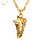 U7 Sport Shoe Necklace Stainless Steel Running Shoe Pendant Necklace Gift for Runner Steampunk Men Punk Jewelry Gifts P1186