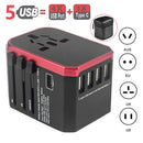 Rdxone Travel Adapter International Universal Power Adapter All-in-one with 5 USB Worldwide Wall Charger for UK/EU/US/Asia