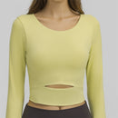 Nepoagym WIND Women Long Sleeve Cropped Top with Padded Bra Soft Yoga Top Comfortable Gym Workout Shirts