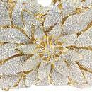 Boutique De FGG Dazzling Crystal Women Evening Metal Clutches Bag Hardcase Wedding Party Flower Bridal Handbag Clutch Purse