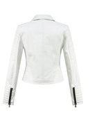 2022 New Fashion Women Autumn Winter Motorcycle Faux Leather Jackets Lady Long Sleeve Biker White PU Punk Streetwear Black Coats