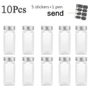 3-12PCS Set Seasoning Jar Square Glass Container Seasoning Bottle Kitchen Outdoor Camping Seasoning Container Glass Sealed Jar
