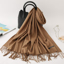 2022 Winter Scarf Solid Thick Women Cashmere Scarves Neck Head Warm Hijabs Pashmina Lady Shawls And Wraps Bandana Tassel