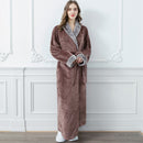 Men Long Thick Warm Flannel Bath Robe Plus Size Women Robes Coral Fleece Bathrobe for Winter Dressing Gown Male Kimono Sleepwear