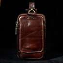 Men Genuine Leather Fanny Pack Cell Phone Cigarette Key Case Coin Purse Pouch Hip Bum Belt Crazy Horse Cowhide Hook Waist Bag