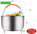304 Stainless Steel Rice Cooking Steam Basket 3/6/8 Quart Pressure Cooker Anti-scald Steamer Multipurpose Fruit Clean Baskets
