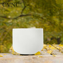 CVNC磨砂水晶颂钵脉轮8英寸C D E F G A B音，用于冥想声音疗愈，附赠槌和O形圈