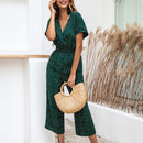 New Sunflower Printed Strap Jumpsuit Women High Waist Rompers Boho Yellow Spaghetti Strap Wide Leg Pants Summer Jumpsuits Ladies