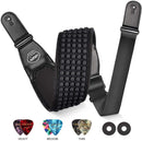 LEKATO LGS-1 Guitar Strap Adjustable 3D Sponge Filling Guitar Belts Acoustic Electric Guitar Strap Bass Belt 3.5" Wide 6 Picks