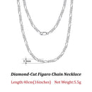ORSA JEWELS Trendy Men Woman Figaro Chain Necklace 3.3/5/7mm Diamond-Cut Figaro Chain 925 Silver Jewelry Party Gift OSC34