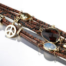 ALLYES Mulltilayer Snake Genuine Leather Bracelets for Women Peace Charm Animals Pattern Crystal Wrap Bracelet Female Jewelry