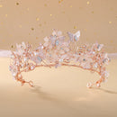 Luxury Crystal Beads Pearl Butterfly Costume Jewelry Sets Floral Rhinestone Choker Necklace Earrings Tiara Wedding Jewelry Set